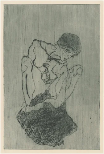 Sorrow (Kümmernis) by Egon Schiele, print, 1914