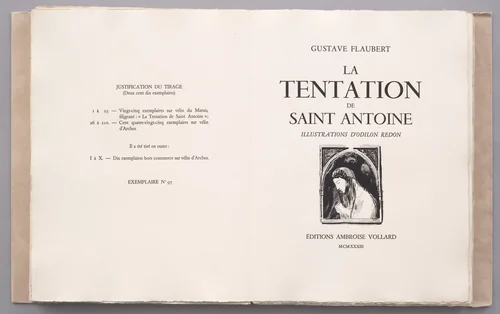 Title page from La Tentation de Saint-Antoine by Odilon Redon, illustrated book, 1910
