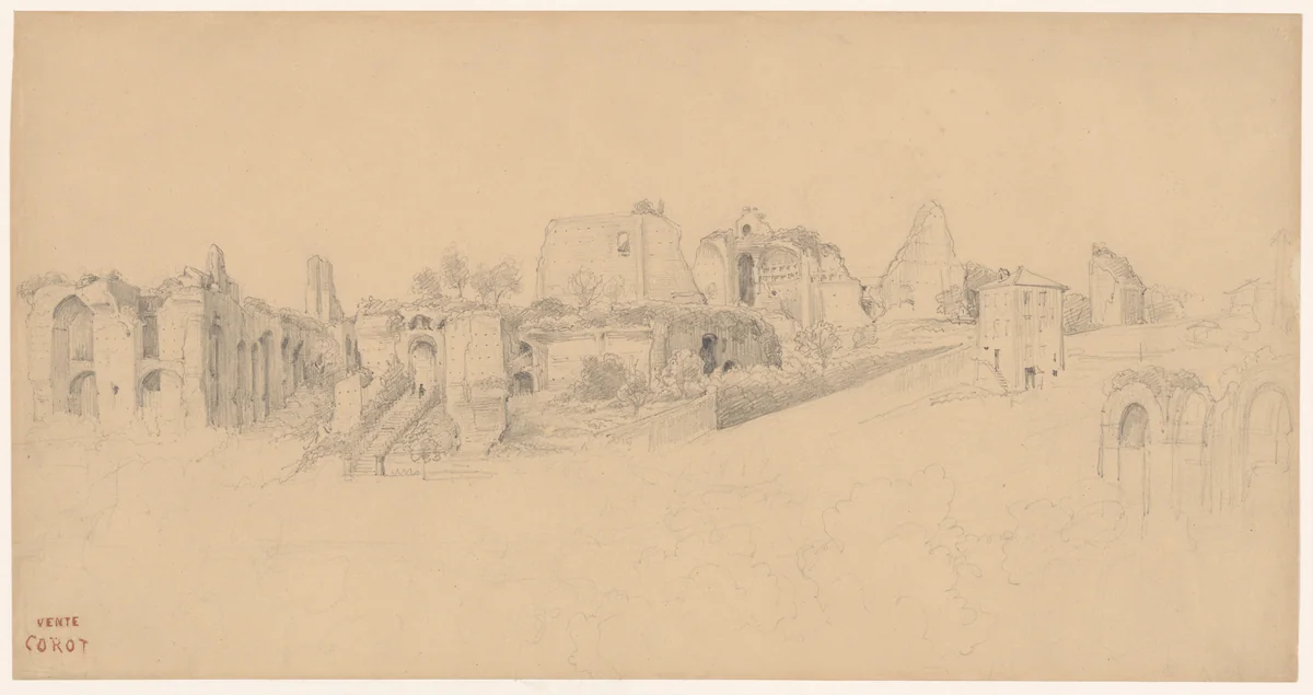 The Palatine Hill, Rome by Camille Corot, drawing, 1825-1826