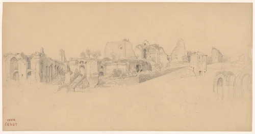The Palatine Hill, Rome by Camille Corot, drawing, 1825-1826