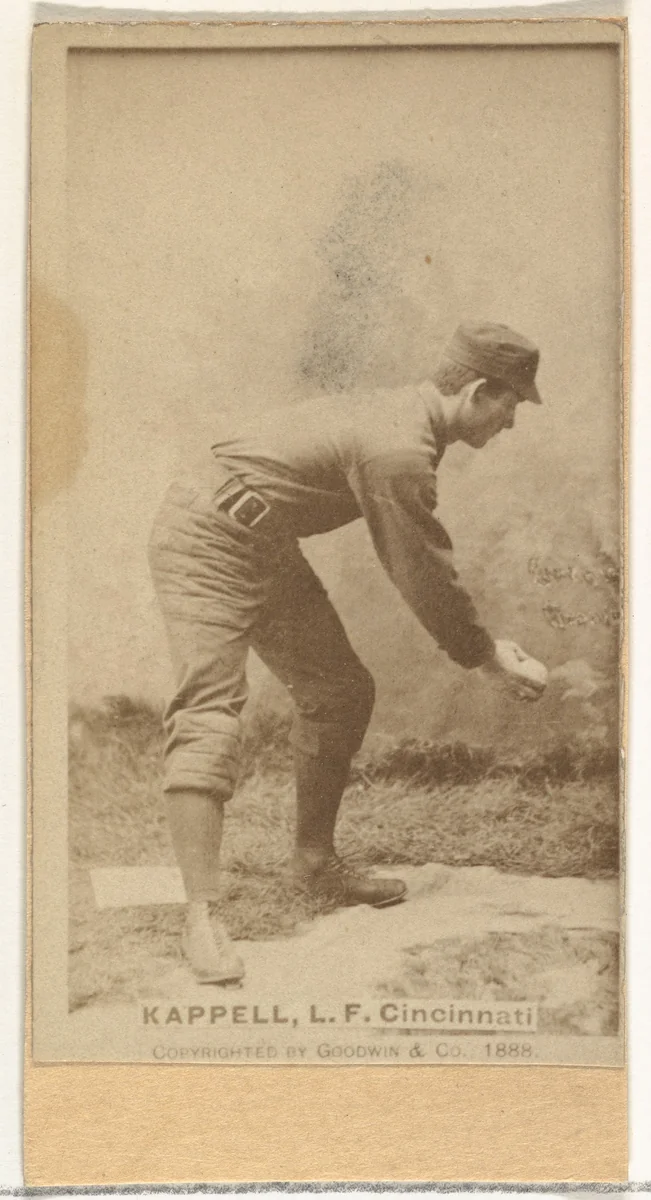 Henry "Heinie" Kappel, Left Field, Cincinnati, from the Old Judge series (N172) for Old Judge Cigarettes by Goodwin & Company, photograph, 1888