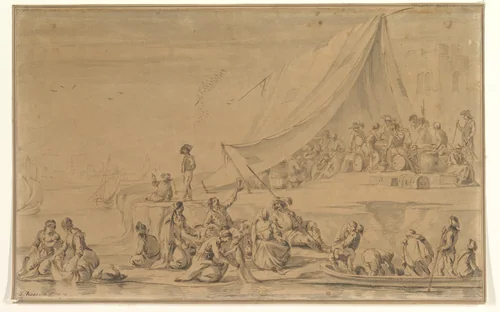 A Pirate's Camp by anonymous, drawing, 1600-1700
