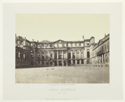 Paris Fire (Facade of the Palais de Saint-Cloud), from the series "Paris Incendié" by Charles Soulier, photograph, 1871