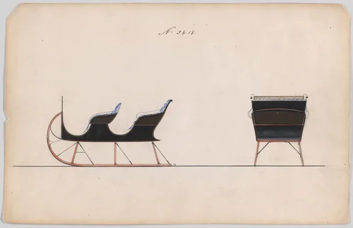Design for 4 Seat Sleigh, no. 3418 by Brewster & Co., drawing, 1878