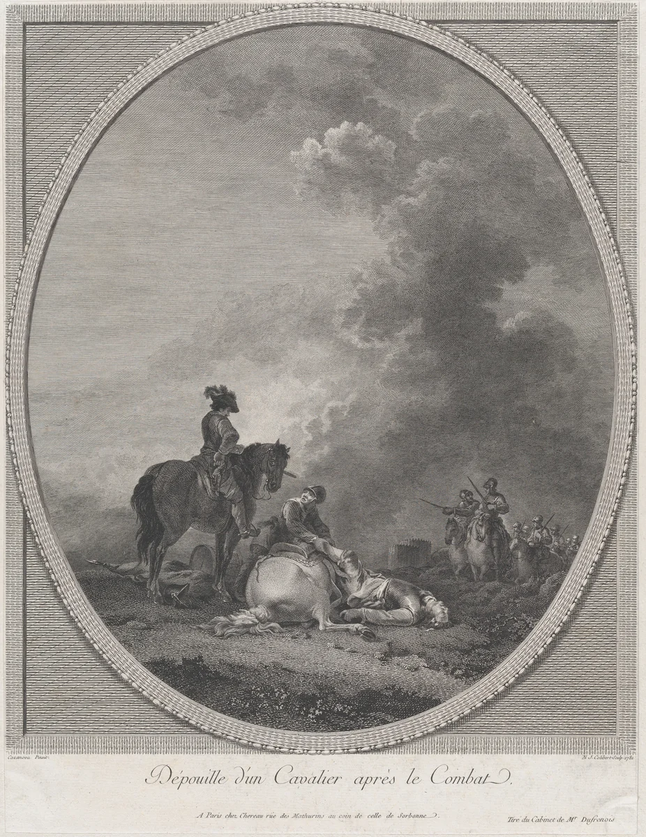 The Cadaver of a Soldier after Combat by Nicolas Colibert, print, 1781