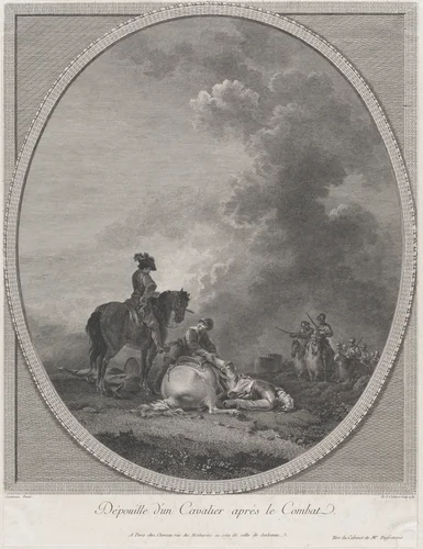 The Cadaver of a Soldier after Combat by Nicolas Colibert, print, 1781