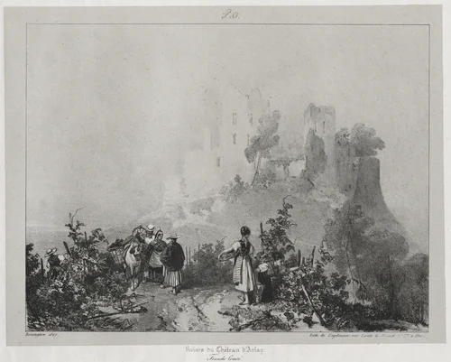 Voyages pittoresques et romantiques dans l'ancienne France, Franche-Comté: Ruines du château d'Arlay by Richard Parkes Bonington, print, 1825
