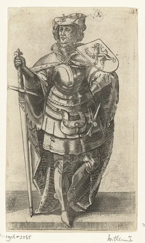 Portret van Willem I, graaf van Holland by Adriaen Matham, print, 1620