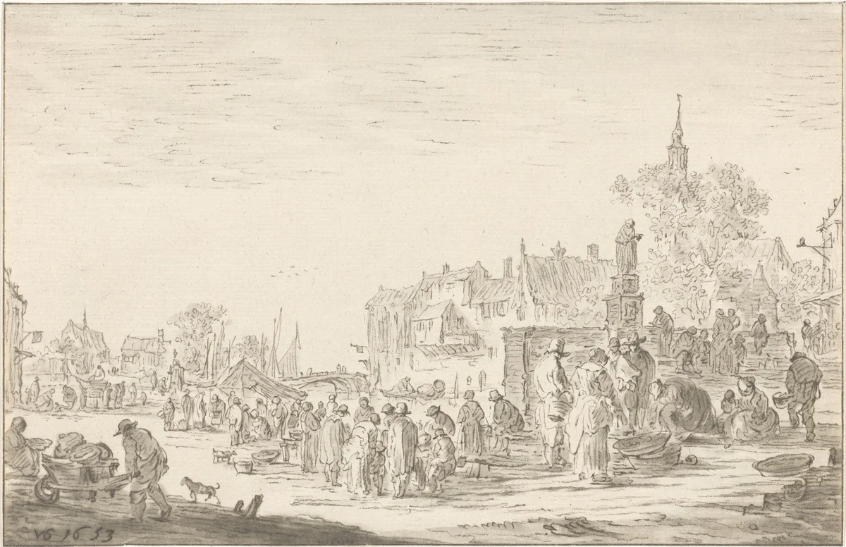 Vismarkt by Cornelis Ploos van Amstel, print, 1767