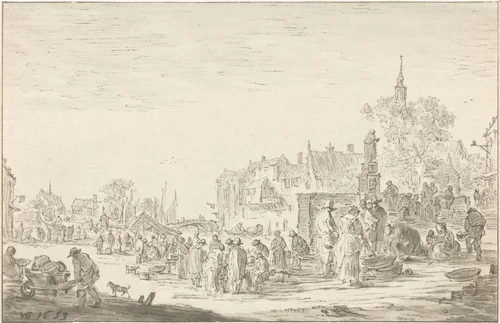 Vismarkt by Cornelis Ploos van Amstel, print, 1767