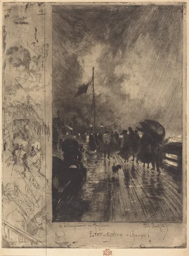 Un Débarquement en Angleterre (Landing in England) by Félix-Hilaire Buhot, print, 1879