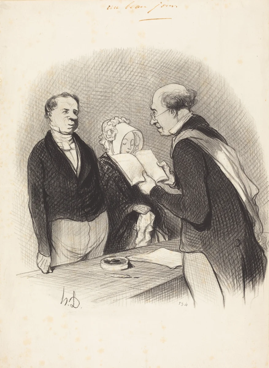 Devant M. le Maire by Honoré Daumier, print, 1845