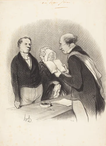 Devant M. le Maire by Honoré Daumier, print, 1845