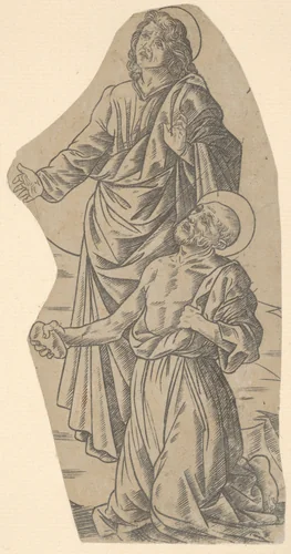 Saint John and Saint Jerome (fragment from a Crucifixion) by Francesco Rosselli, print, 1485-1505