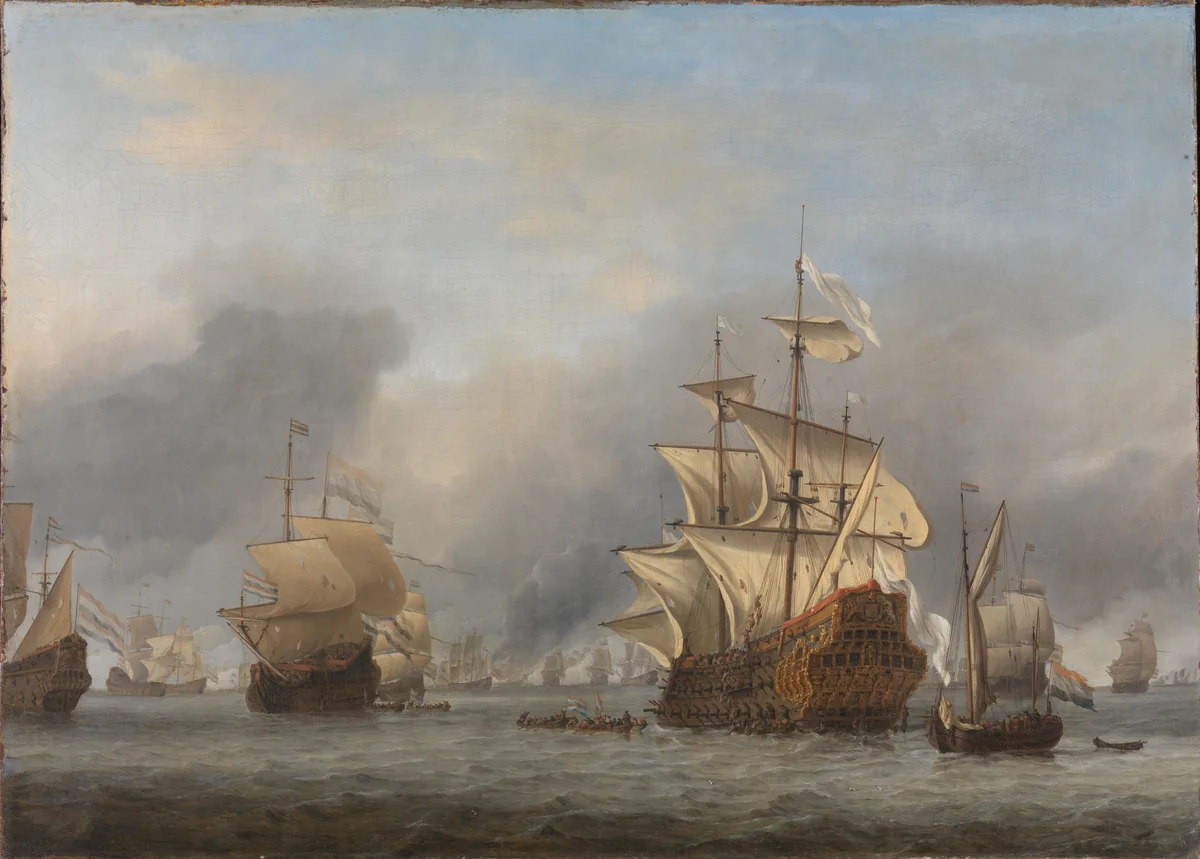 The Capture of the Royal Prince by Willem van de Velde, painting, 1670
