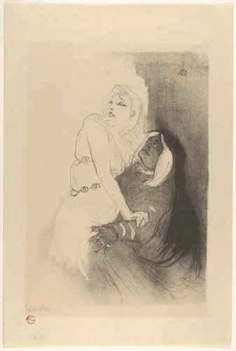 At the Théâtre de la Renaissance: Sarah Bernhardt in Phèdre by Henri de Toulouse-Lautrec, print, 1893