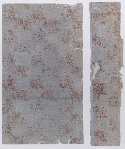 Two sheets with overall floral and dot pattern by anonymous, print, 1800-1900