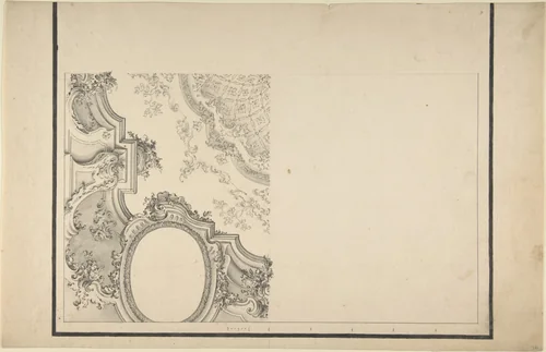 Design for 1/4 of a Ceiling, and Ornamentation of a Section of a Vault by anonymous, drawing, 1700-1780