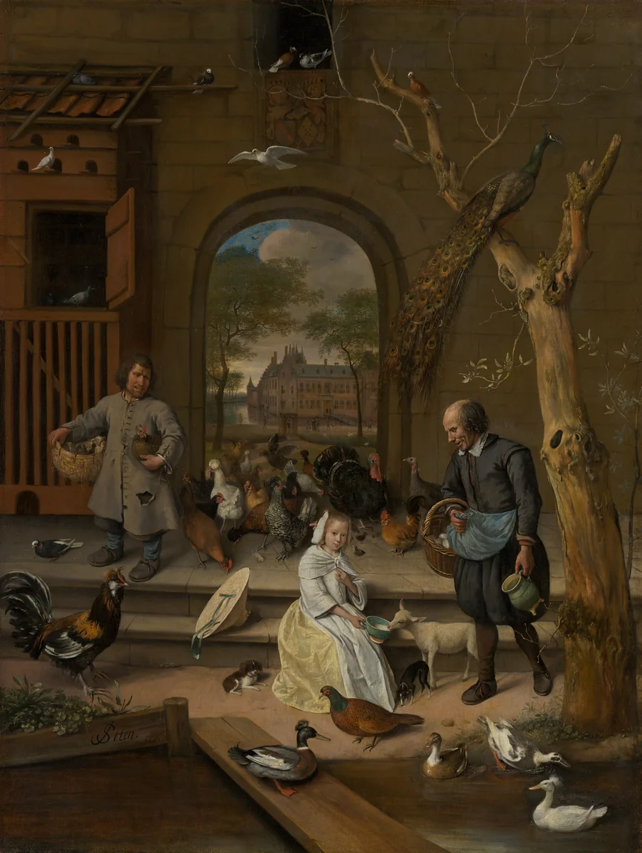 Portrait of Jacoba Maria van Wassenaer (1654-1683), known as 'The Poultry Yard' by Jan Steen, painting, 1660