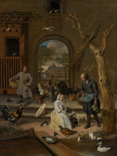 Portrait of Jacoba Maria van Wassenaer (1654-1683), known as 'The Poultry Yard' by Jan Steen, painting, 1660