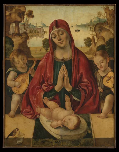 Madonna and Child with Angels by Bernardino da Genoa, painting, 1515