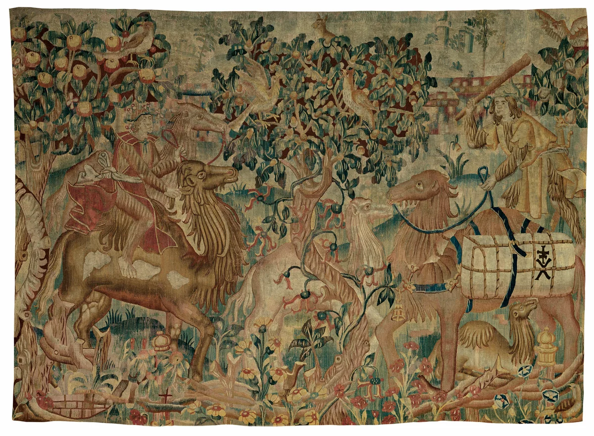 Camel Riders, presumably from a Wild Man series by Franco-Flemish, textile, 1475-1510