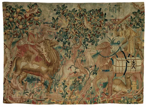 Camel Riders, presumably from a Wild Man series by Franco-Flemish, textile, 1475-1510