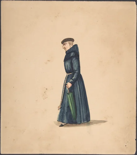 A Priest with an Umbrella by anonymous, drawing, 1840-1850