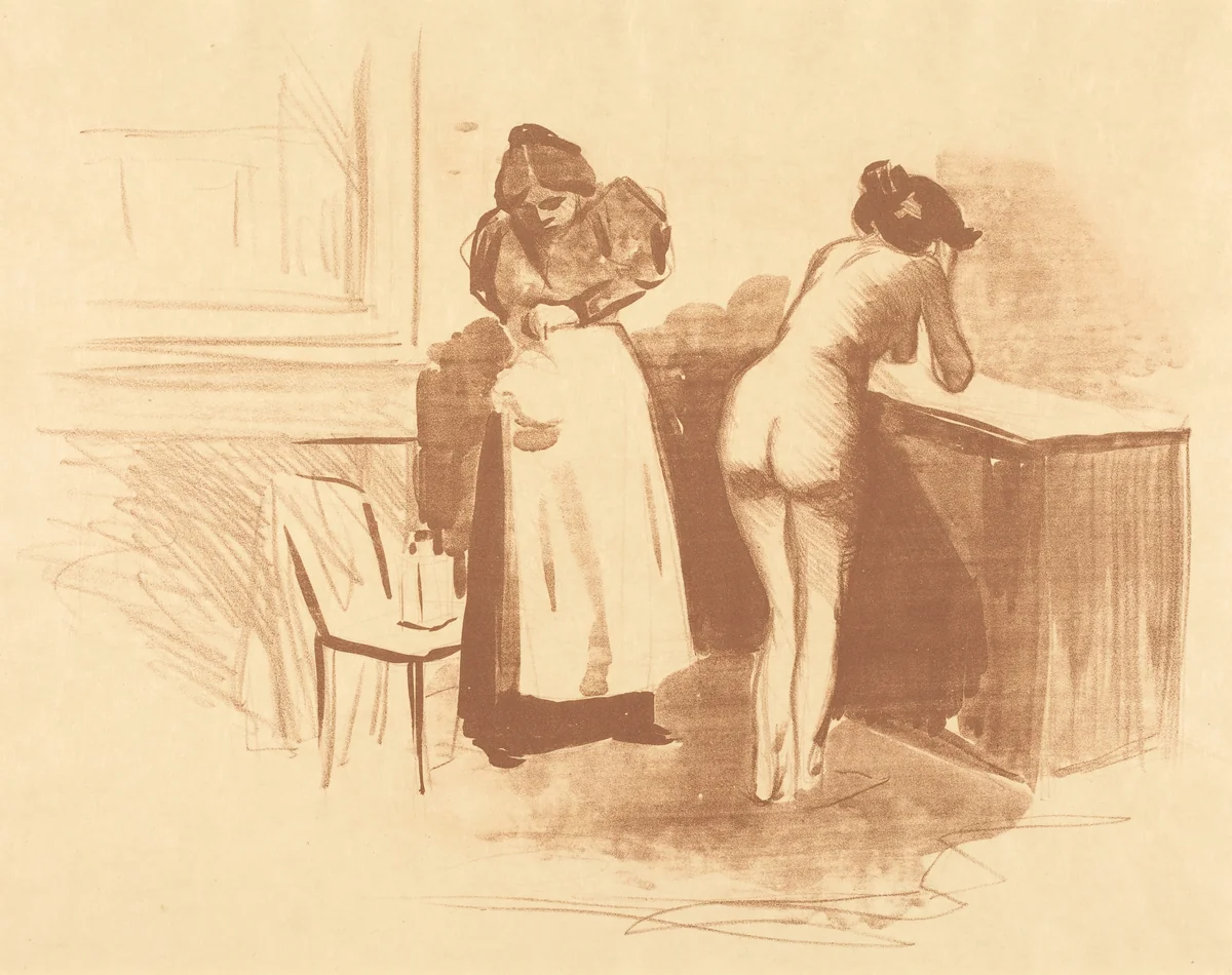 La friction au gant de crin (planche au lavis et au trait) (The Massage with Coarse Hair Glove) (Wash and Line plate) by Jean-Louis Forain, print, 1895