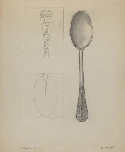 Pewter Spoon by Grace Halpin, index of american design, 1937