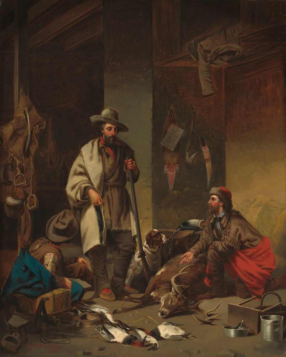 The Trapper's Cabin by John Mix Stanley, painting, 1858