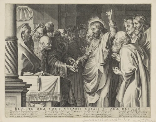 Christus en de cijnspenning by anonymous, print, 1622-1652