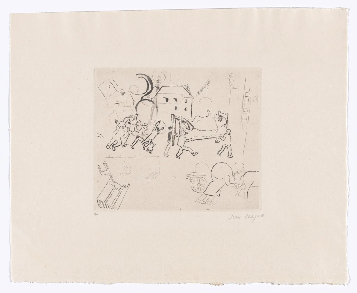 Fire in the City (Feuer in der Stadt) from My Life (Mein Leben) by Marc Chagall, illustrated book, 1922