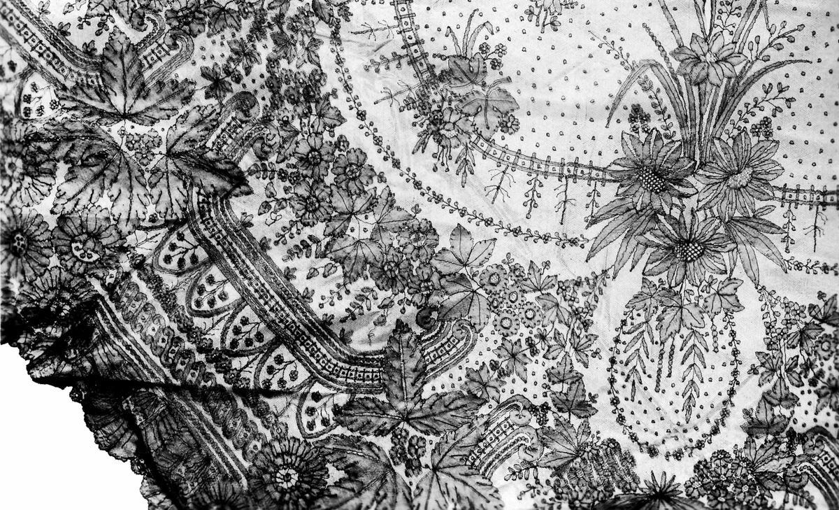 Half Shawl by France, probably Bayeux, textile, 1855-1865