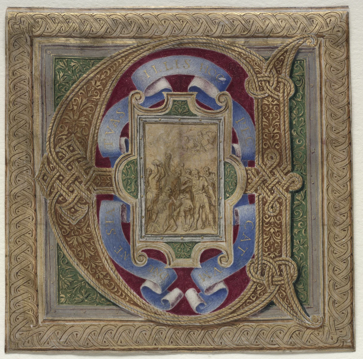 Historiated Initial (E) Excised from the Colonna Missal: The Martyrdom of Saint Stephen by Apollonio de' Bonfratelli, manuscript, 1527-1537