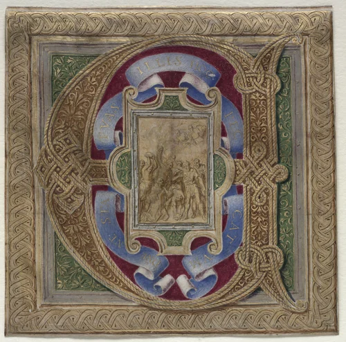 Historiated Initial (E) Excised from the Colonna Missal: The Martyrdom of Saint Stephen by Apollonio de' Bonfratelli, manuscript, 1527-1537