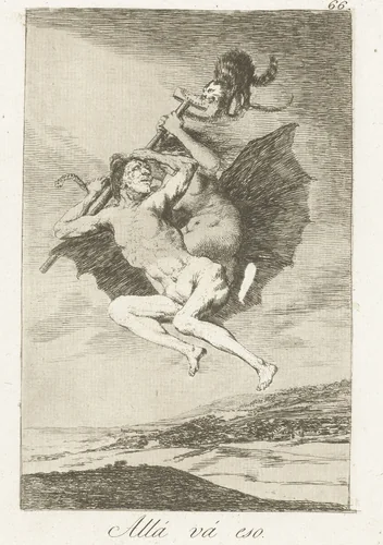 Daar gaan zij by Francisco de Goya, print, 1797-1799