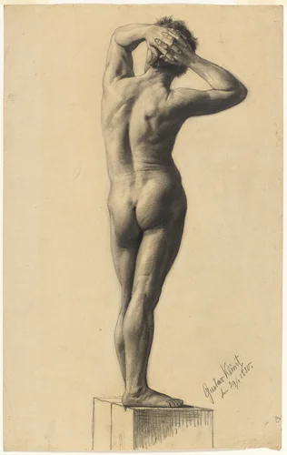 Male Nude by Gustav Klimt, print, 1880
