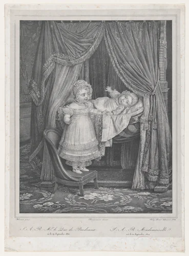 S.A.R. Mgr le Duc de Bordeaux...S.A.R. Mademoiselle...(Portr. du Comte de Chambord et la duchesse de Parme, enfants) by Hyacinthe-Louis-Victor-Jean-Baptiste Aubry-Lecomte, print, 1822