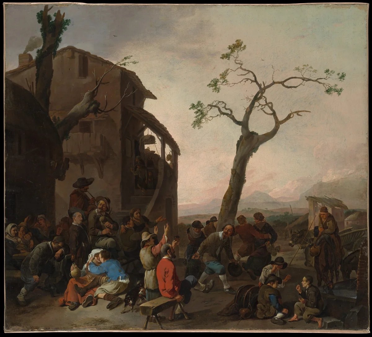 Peasants Dancing by Johannes Lingelbach, painting, 1651