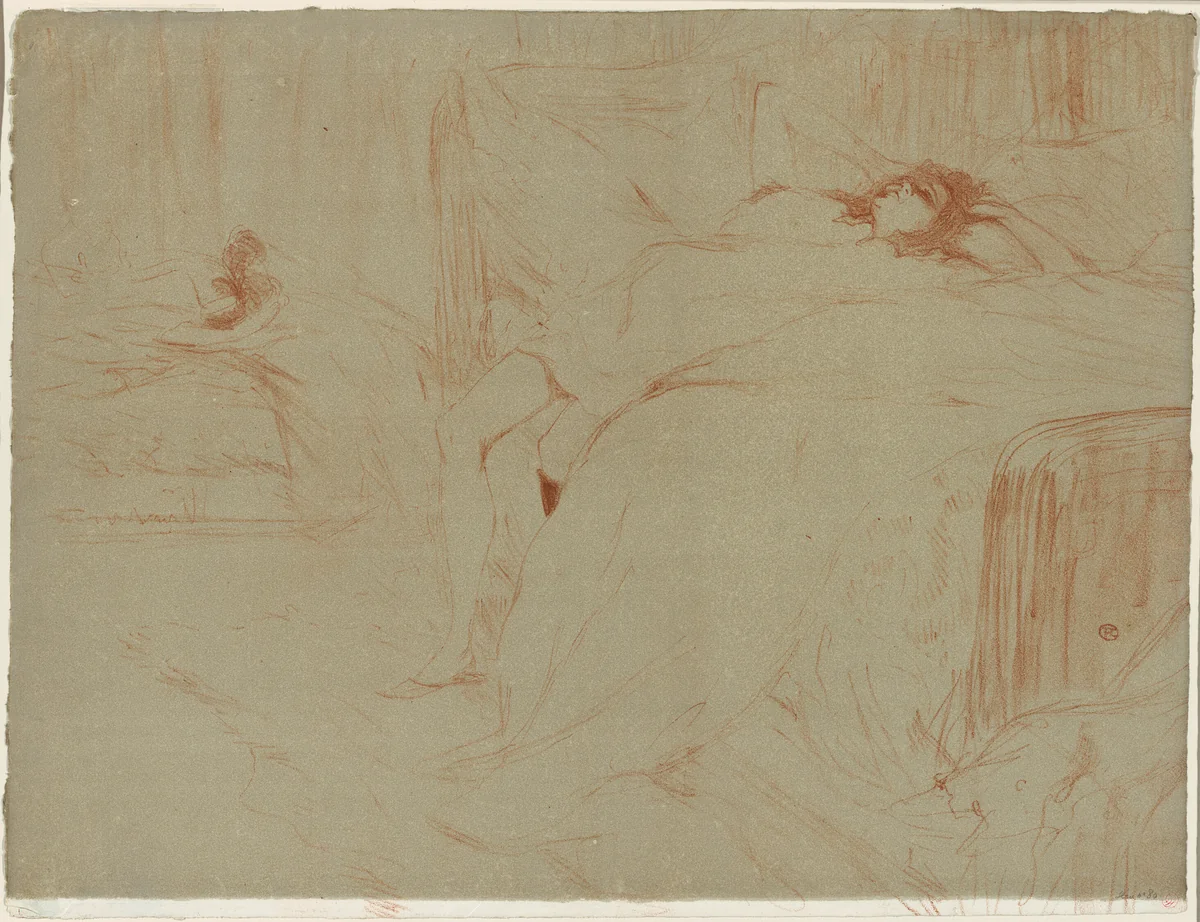 Woman Lying on her Back, Lassitude, plate ten from Elles by Henri de Toulouse-Lautrec, print, 1896