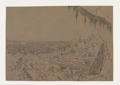 Distant View with a Road and Mossy Branches by Hercules Segers, print, 1622-1625