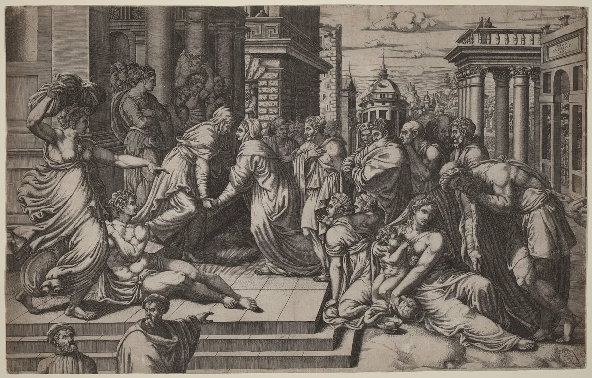 The Visitation by Giorgio Ghisi; Francesco Salviati, print, 1520-1582