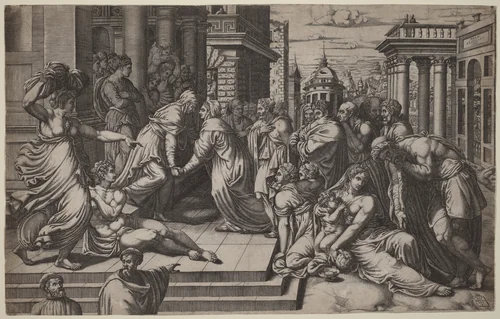 The Visitation by Giorgio Ghisi; Francesco Salviati, print, 1520-1582