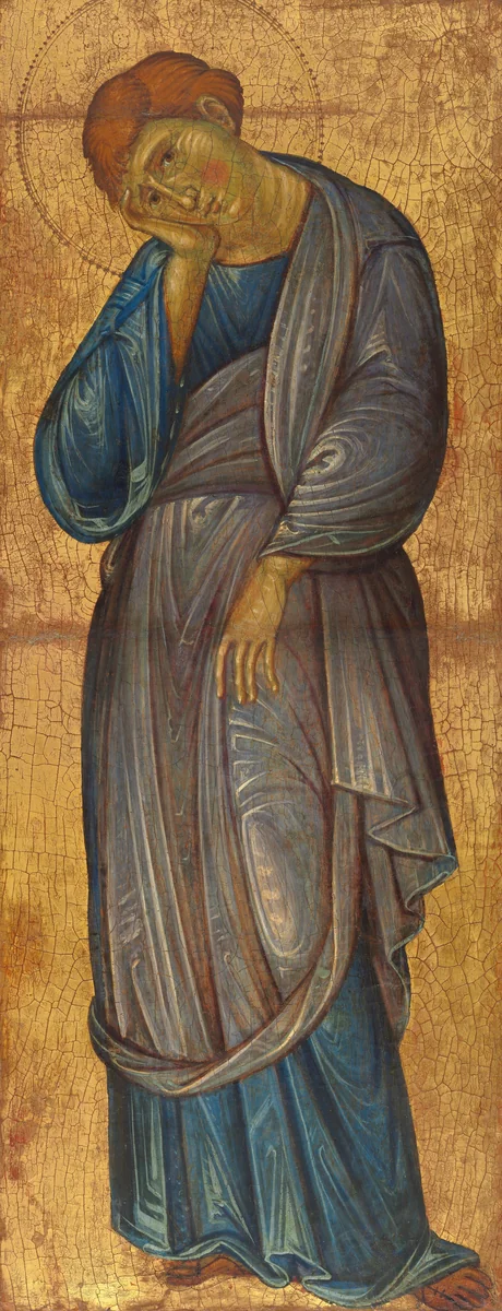 The Mourning Saint John the Evangelist by Master of the Franciscan Crucifixes, painting, 1270-1275