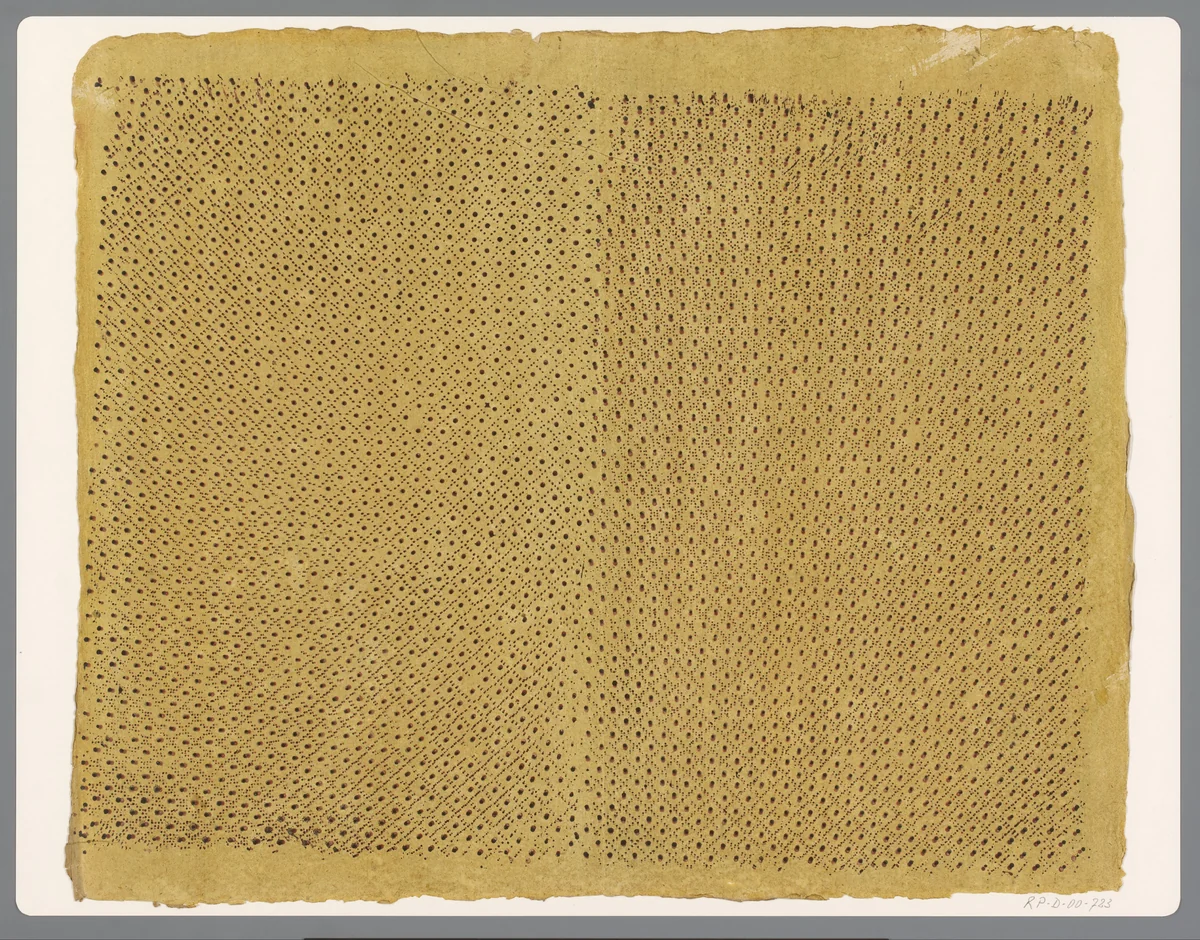 Blad met ruitenpatroon van punten by anonymous, print, 1750-1900