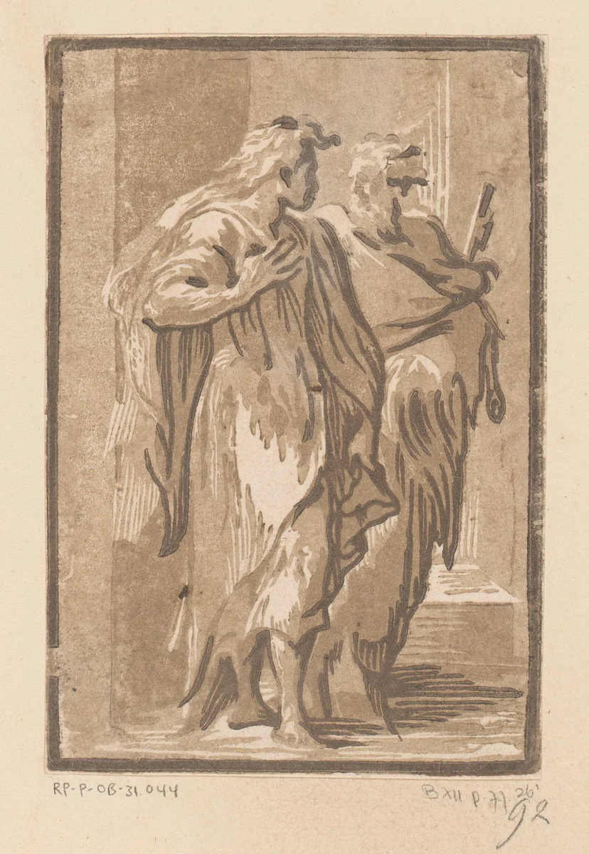 Heiligen Johannes en Petrus by Unknown, print, 1502-1532