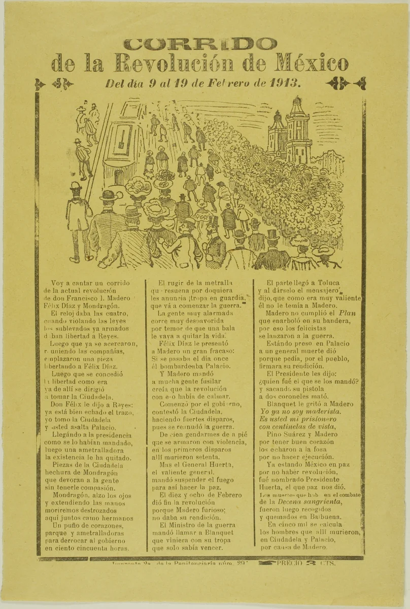 Merry Verse about the Mexican Revolution by José Guadalupe Posada, print, 1908-1918