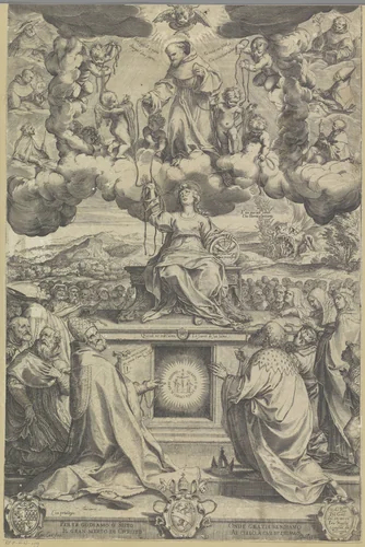 De touwen van de heilige Franciscus by Unknown, print, 1586