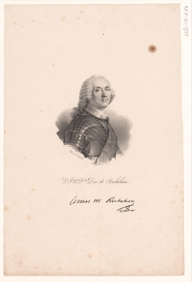 Portret van Louis-François-Armand de Vignerot du Plessis de Richelieu by anonymous, print, 1818-1842